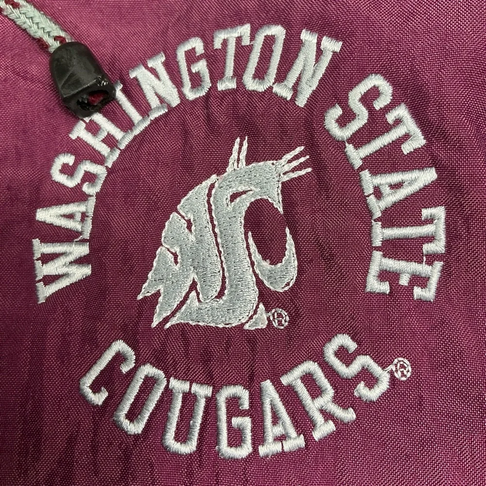 Vintage Washington State Cougars 90s crimson hooded pullover jacket size Large - Picture 3 of 6